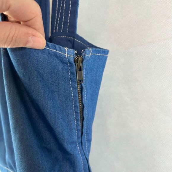 FA Belted Waist Wide Leg Boho Jumpsuit with Pockets Denim Blue Size Small - Picture 7 of 14
